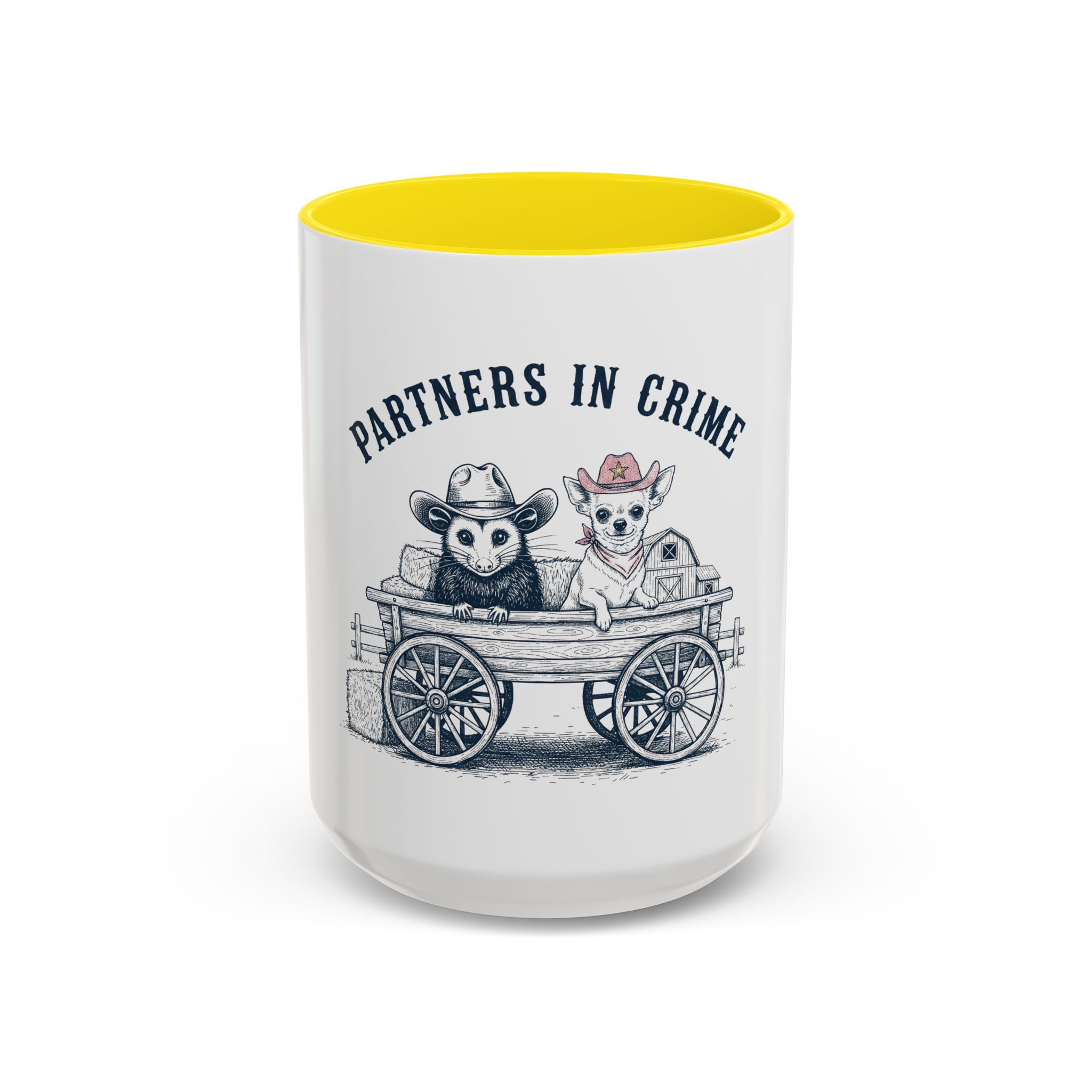 Partners in Crime Coffee Mug — Cute Cowboy Coco & Pete Accent Mug (11/15oz)