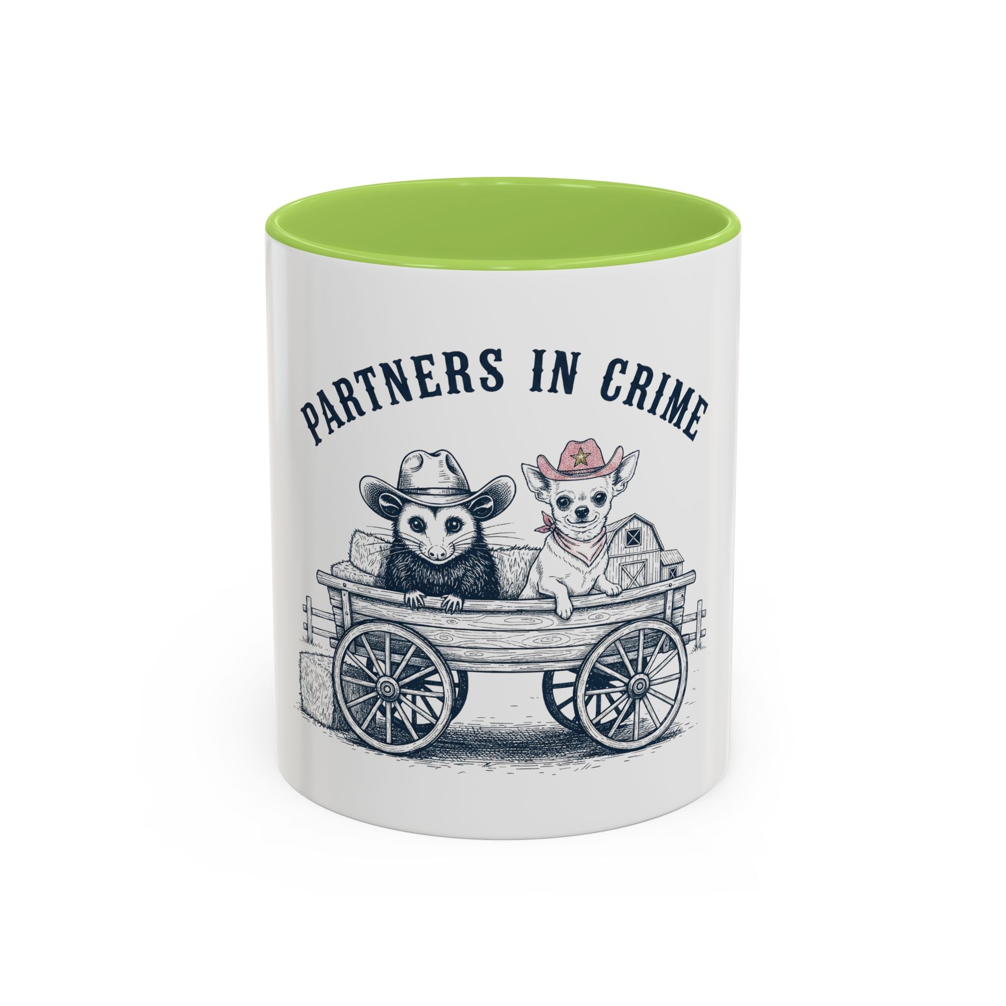 Partners in Crime Coffee Mug — Cute Cowboy Coco & Pete Accent Mug (11/15oz)