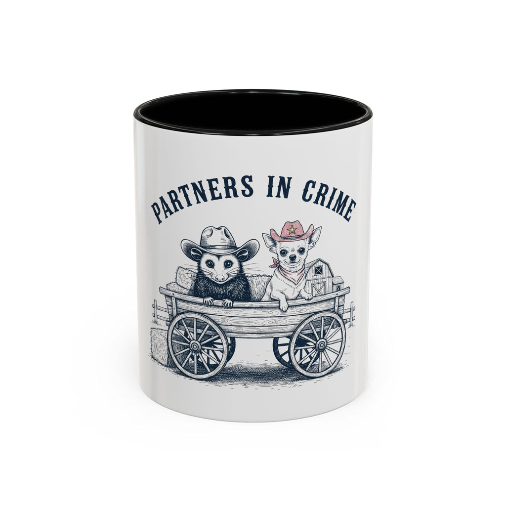 Partners in Crime Coffee Mug — Cute Cowboy Coco & Pete Accent Mug (11/15oz)