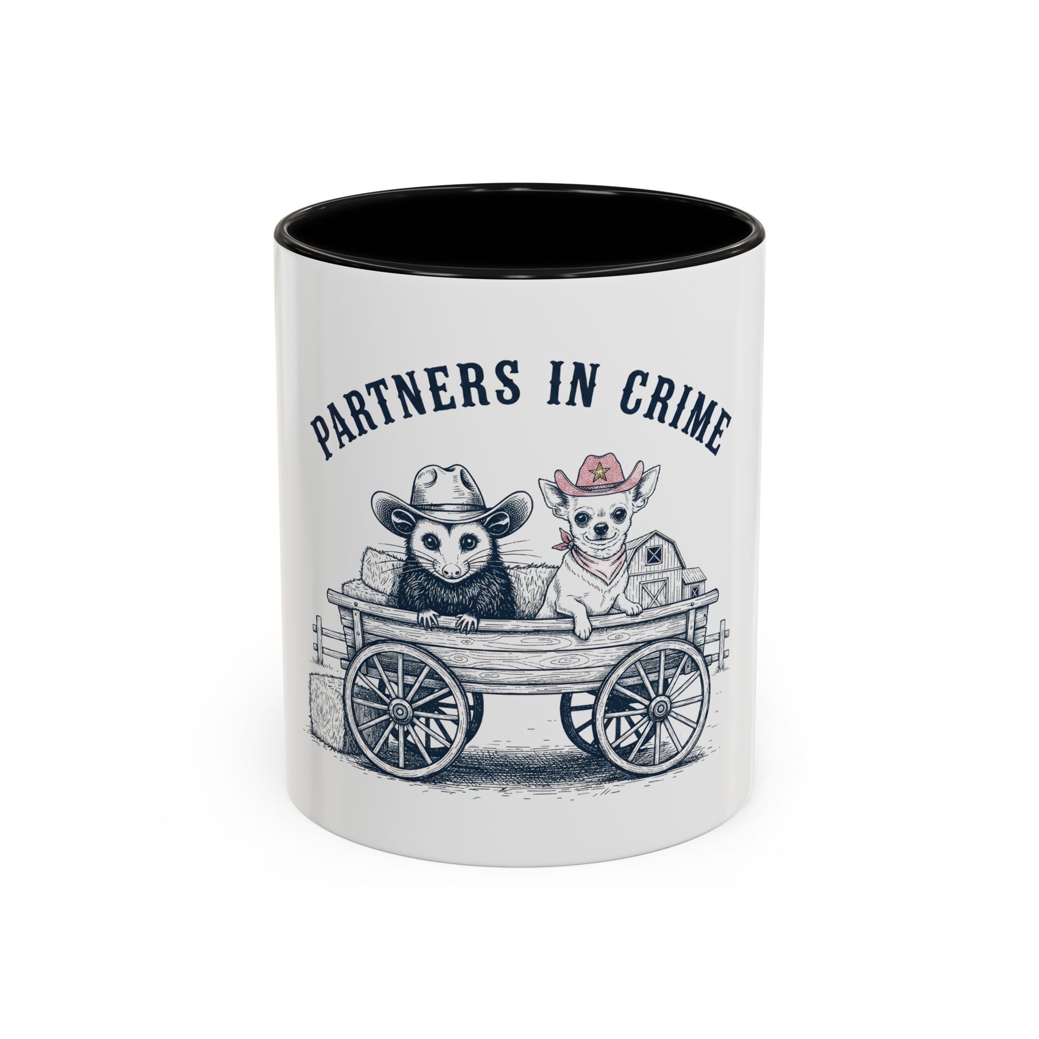 Partners in Crime Coffee Mug — Cute Cowboy Coco & Pete Accent Mug (11/15oz)