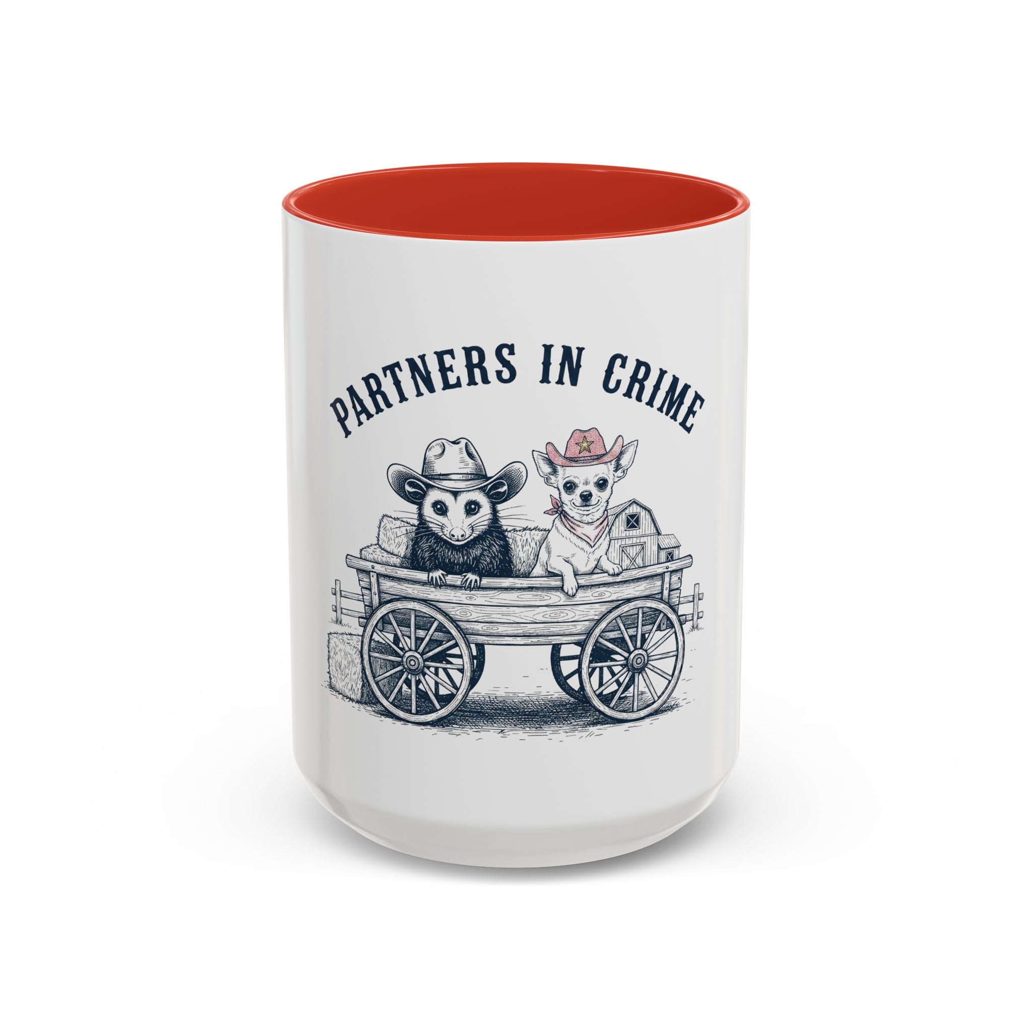 Partners in Crime Coffee Mug — Cute Cowboy Coco & Pete Accent Mug (11/15oz)