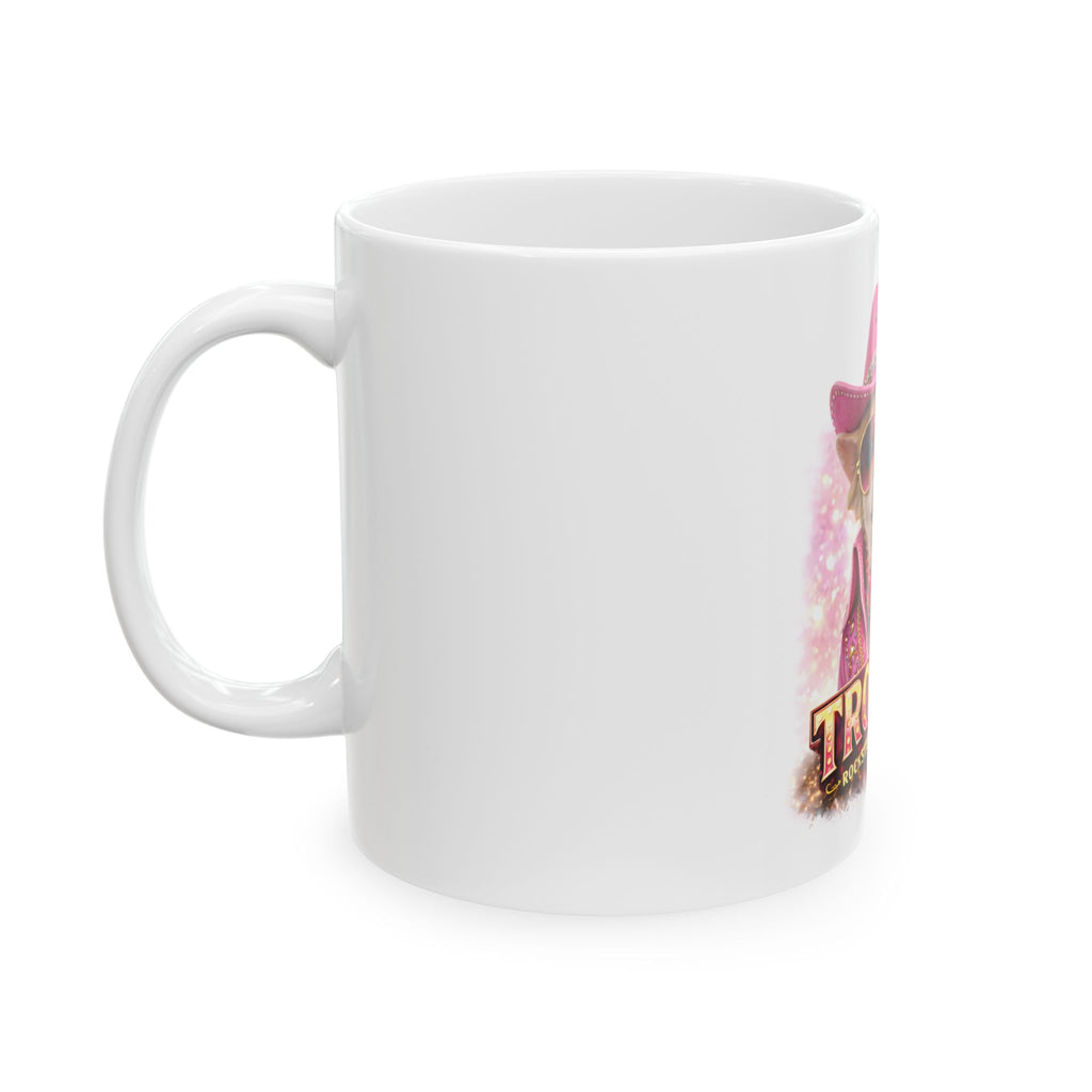 Trouble Rockstar Cowgirl Pup Ceramic Mug (11oz & 15oz) — Funny Chihuahua Coffee Cup