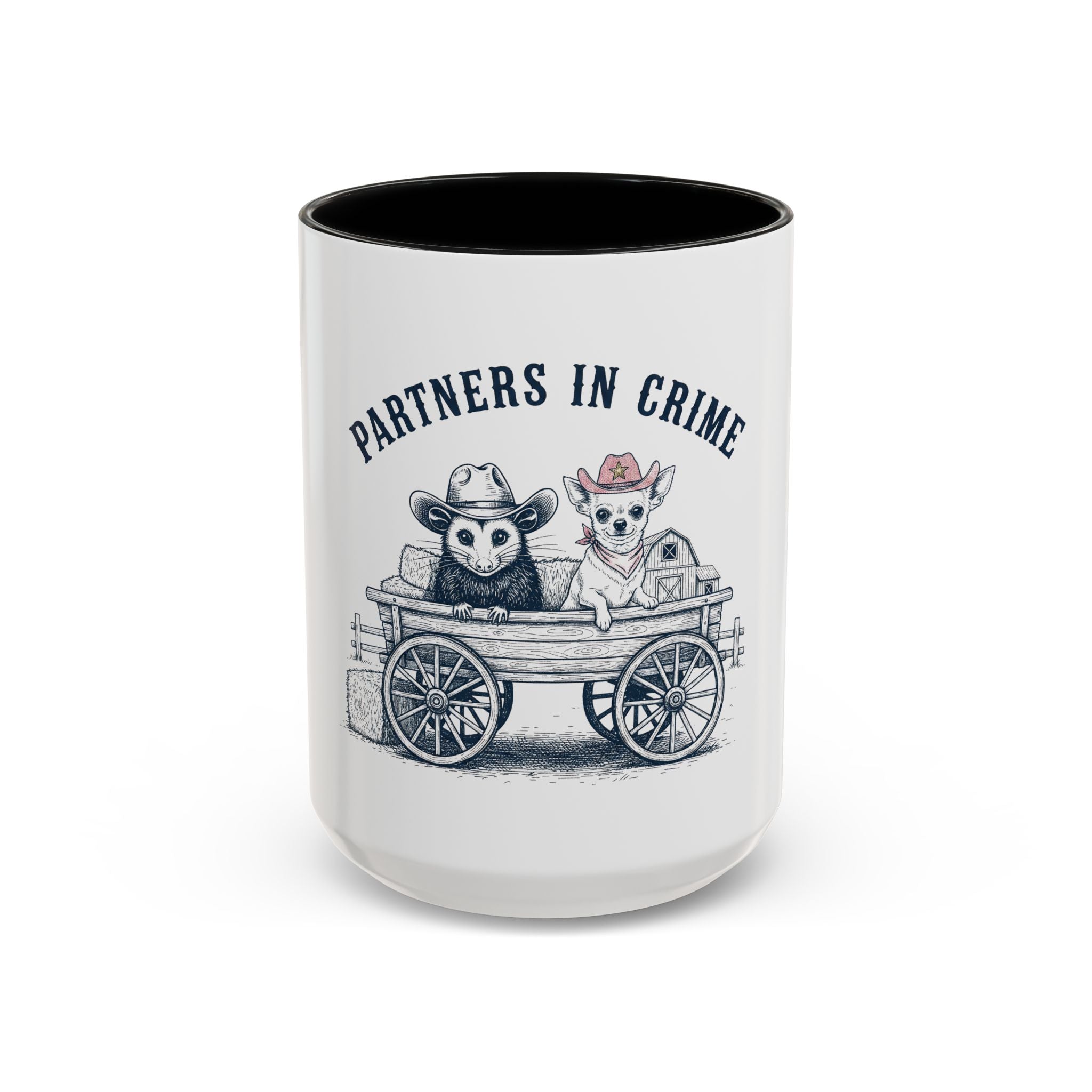 Partners in Crime Coffee Mug — Cute Cowboy Coco & Pete Accent Mug (11/15oz)