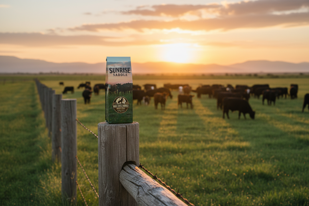 Bag on Fence Post - Cattle at Sunrise