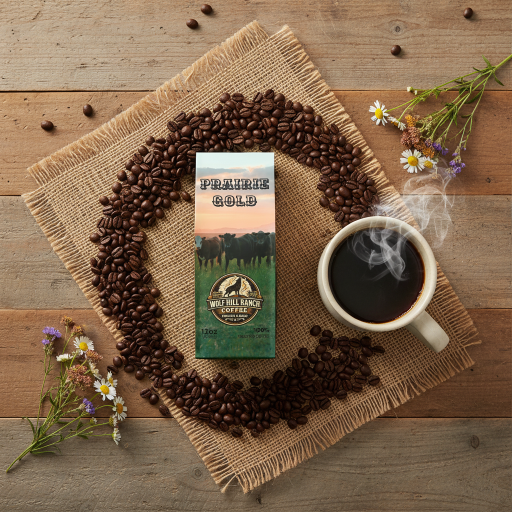 Flat Lay Table - Coffee Beans & Wildflowers