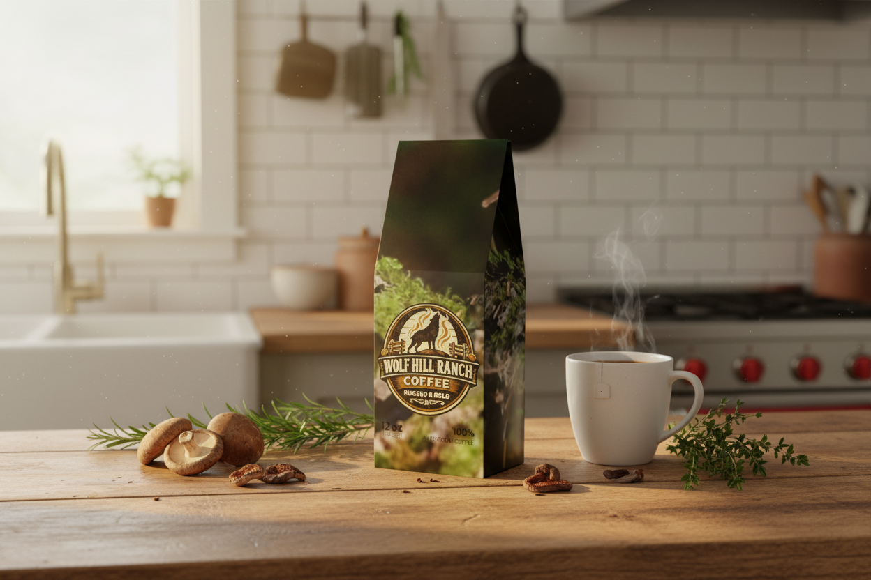 Kitchen Counter with Mushrooms