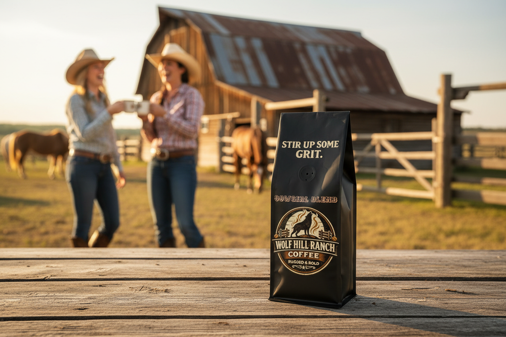 Two Cowgirls Sharing Coffee